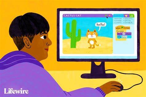 a child is learning coding