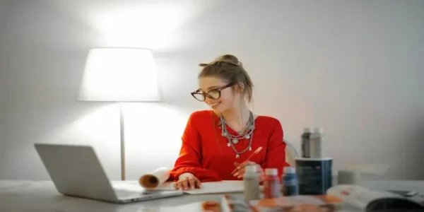 woman activities on computer