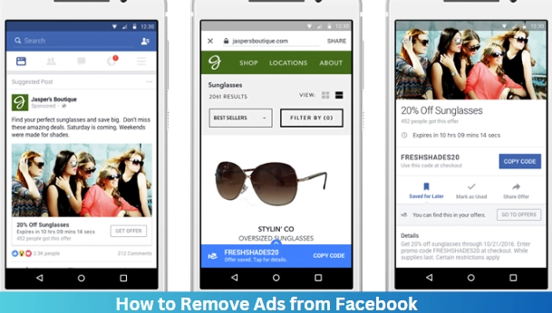 three images of ads